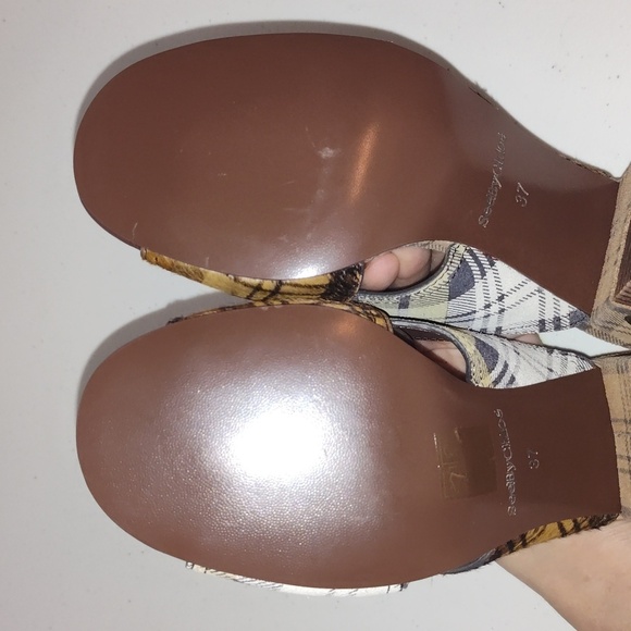 SEE by CHLOE | Marta | Suede Leather Calf Plaid Heeled Sandal Size 7 - Picture 6 of 12
